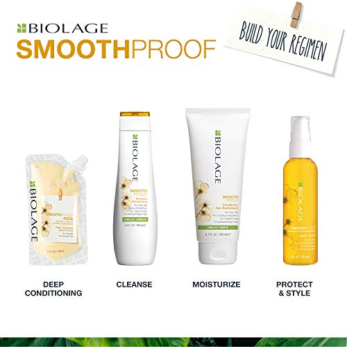 Biolage Smooth Proof Deep Treatment Pack | Multi-Use Hair Mask Controls Frizz | With Camellia & Castor Oil | Vegan & Paraben-Free | For Frizzy Hair | 3.4 Fl. Oz