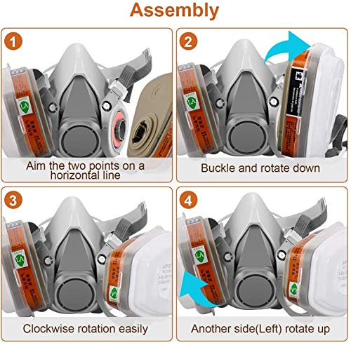 Half Facepiece Gas Mask with Safety Glasses - Reusable