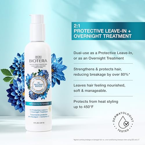 Biotera Intensive 2:1 Protective Leave-In + Overnight Treatment | Vegan & Cruelty Free | Paraben & Sulfate Free | Color-Safe | 8 Fl Oz