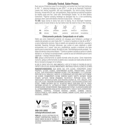 Biotera Intensive 2:1 Protective Leave-In + Overnight Treatment | Vegan & Cruelty Free | Paraben & Sulfate Free | Color-Safe | 8 Fl Oz