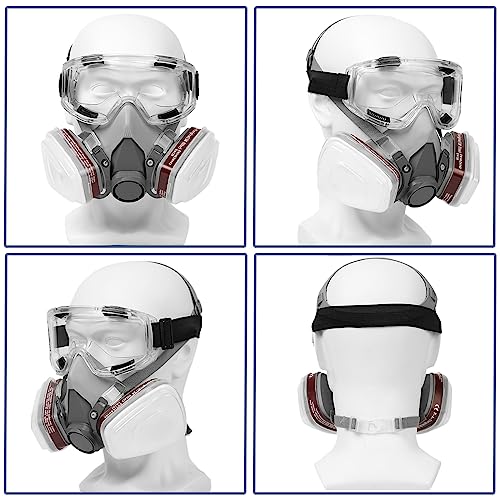 Half Face Gas Mask with Safety Glasses for Work