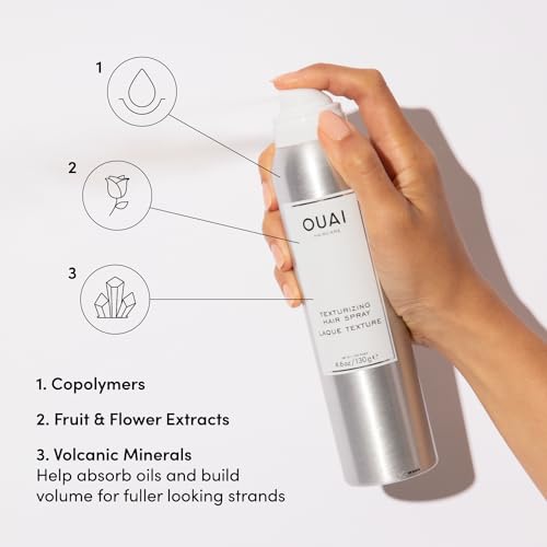 OUAI Texturizing Hair Spray Travel Size - Lightweight Hair Spray & Dry Shampoo - Adds Texture & Volume, Absorbs Oil and Instantly Refreshes Strands - Paraben & Sulfate Free - 1.4 fl oz