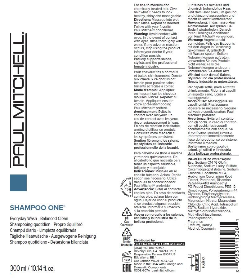 Paul Mitchell Shampoo One, Everyday Wash, Balanced Clean, For All Hair Types, 10.14 fl. oz.