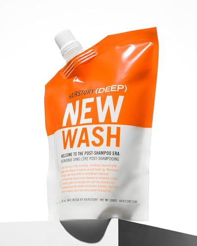 Hairstory New Wash DEEP Clarifying Cleansing Cream + Scalp Brush for Oily Hair | Color Protectant | Sulfate-Free | Natural | Apple Cider Vinegar & Argan Oil | Shampoo & Conditioner Alternate, 8oz