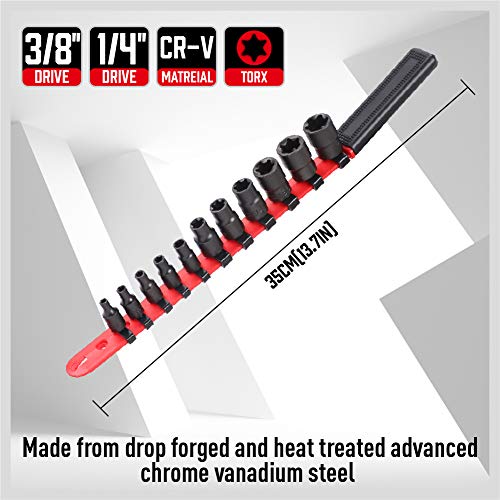 11-Piece E-Torx Socket Set with Socket Rail