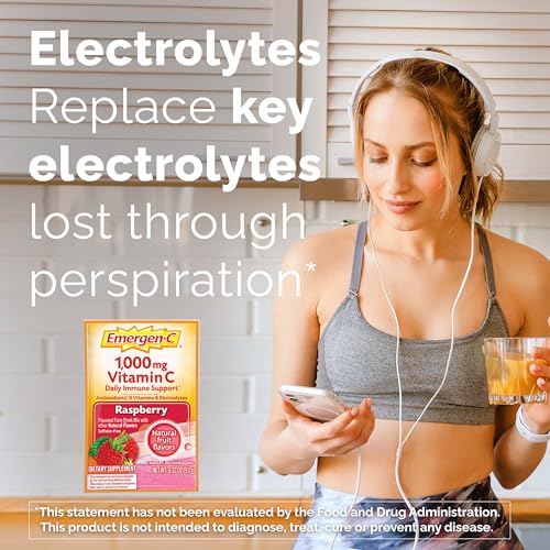Emergen-C 1000mg Vitamin C Powder for Daily Immune Support Caffeine Free Vitamin C Supplements with Zinc and Manganese, B Vitamins and Electrolytes, Super Orange Flavor - 90 Count/3 Month Supply