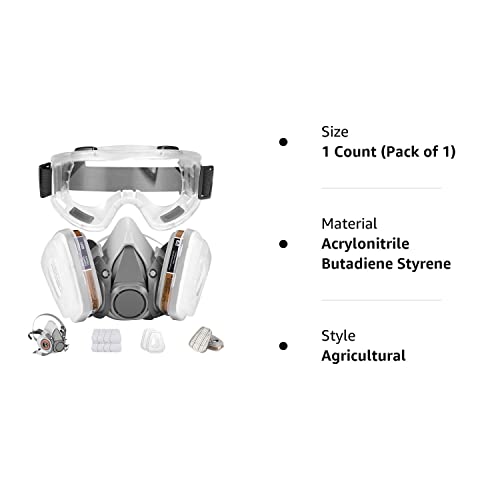 Half Facepiece Gas Mask with Safety Glasses - Reusable