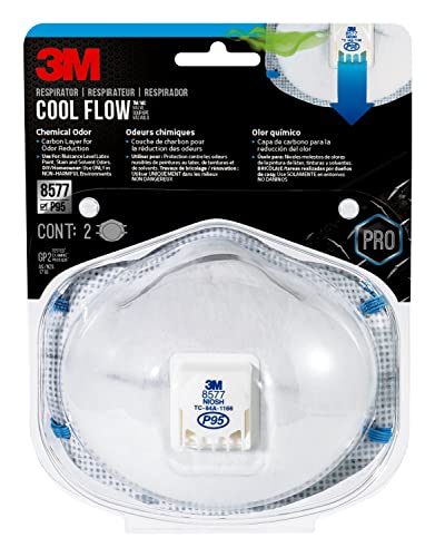 3M Cool Flow Valved Respirator, Chemical Odor, 2-Pack