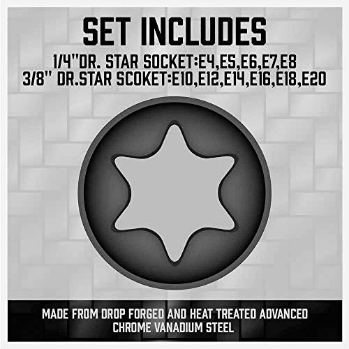 11-Piece E-Torx Socket Set with Socket Rail