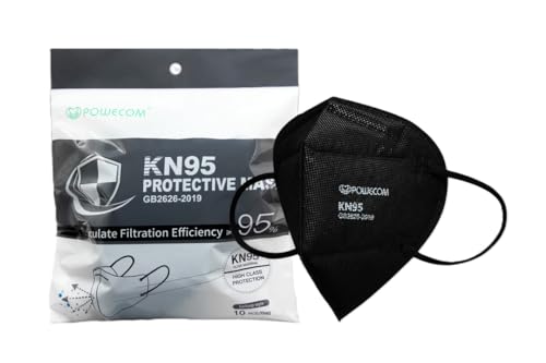 POWECOM KN95 Black Face Masks (10 Pack) | Earloop