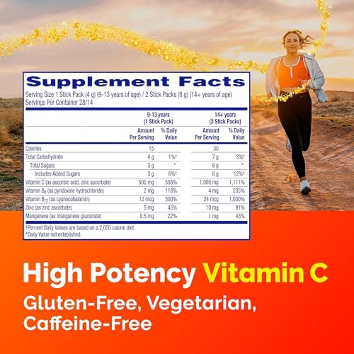Emergen-C Crystals, On-The-Go Immune Support Supplement with 500 mg Vitamin C, B Vitamins, Zinc and Manganese, Strawberry Burst, 28 Stickpacks Pack of 2