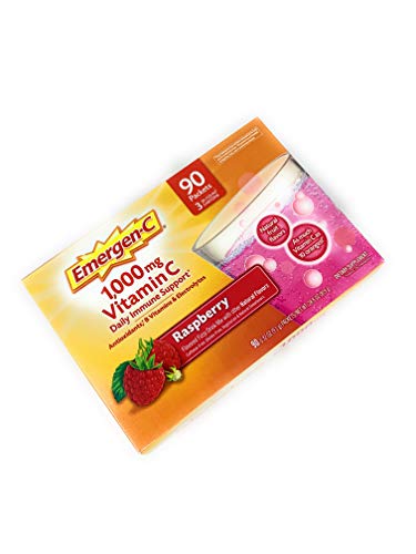 Emergen-C Dietary Supplement, 1,000mg Vitamin C, Raspberry Flavor, 90-Count