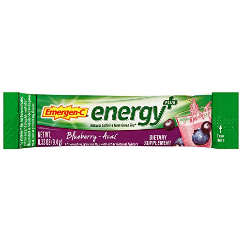 Emergen-C Energy+, With B Vitamins, Vitamin C And Natural Caffeine From Green Tea(Blueberry Acai Flavor) Dietary Supplement Drink Mix, 0.33 Ounce Powder Packets(Pack of 18)