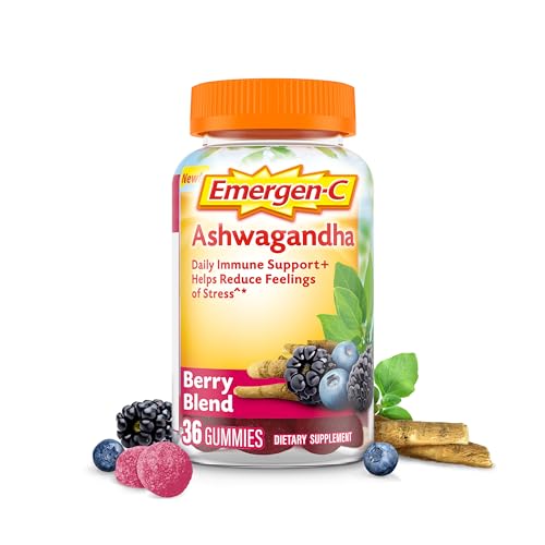 Emergen-C Vitamin C and Ashwagandha Gummies, Dietary Supplement for Immune Support, Berry Blend - 36 Count