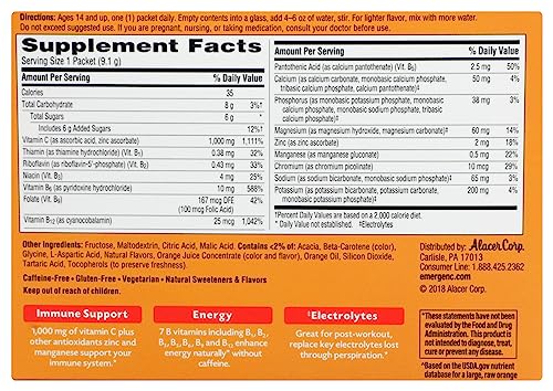 Alacer, Emergen C Super Orange, 0.32 Ounce, 30 Pack