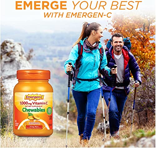 Emergen-C 1000 mg Vitamin C Chewables, Orange Blast, 40 ea - 2pc
