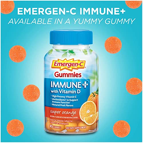 Emergen-C Gummies Immune Plus Vitamin D, Super Orange, 45 Gummies (Pack of 2)