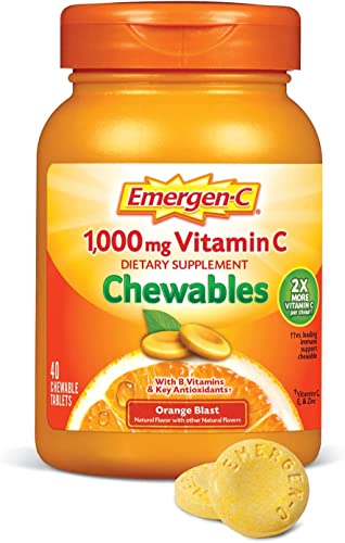Emergen-C 1000 mg Vitamin C Chewables, Orange Blast, 40 ea - 2pc