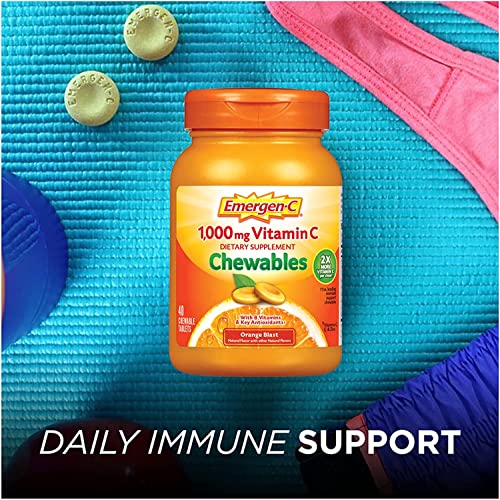 Emergen-C 1000 mg Vitamin C Chewables, Orange Blast, 40 ea - 2pc