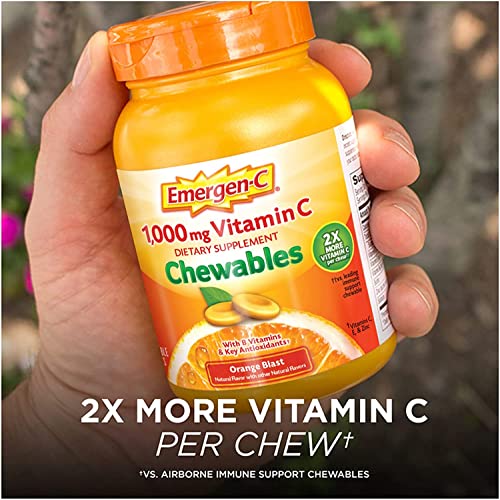 Emergen-C 1000 mg Vitamin C Chewables, Orange Blast, 40 ea - 2pc