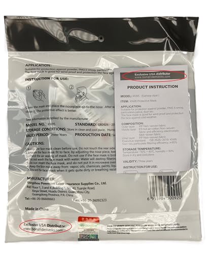 POWECOM KN95 Black Face Masks (10 Pack) | Earloop