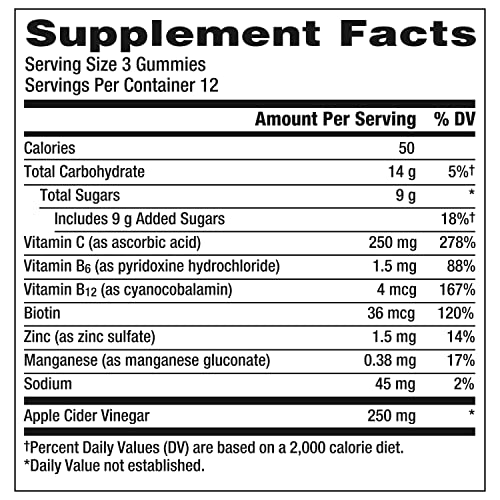 Emergen-C Apple Cider Vinegar Vitamin C Gummies, Dietary Supplement for Immune Support, Apple - 36 Count