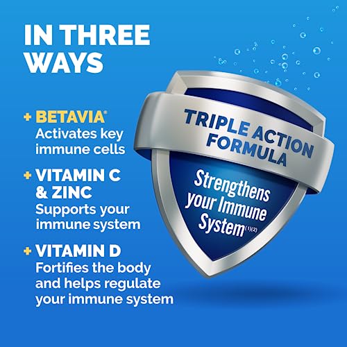 Emergen-C Immune+ Triple Action Immune Support Gummies, BetaVia (R), 1000mg Vitamin C, B Vitamins, Vitamin D and Antioxidants, Super Orange - 45 Count