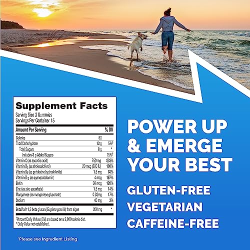 Emergen-C Immune+ Triple Action Immune Support Gummies, BetaVia (R), 1000mg Vitamin C, B Vitamins, Vitamin D and Antioxidants, Super Orange - 45 Count