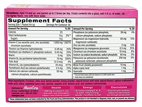 Emergen-C 1000mg Vitamin C Powder for Daily Immune Support Caffeine Free Vitamin C Supplements with Zinc and Manganese, B Vitamins and Electrolytes, Super Orange Flavor - 30 Count