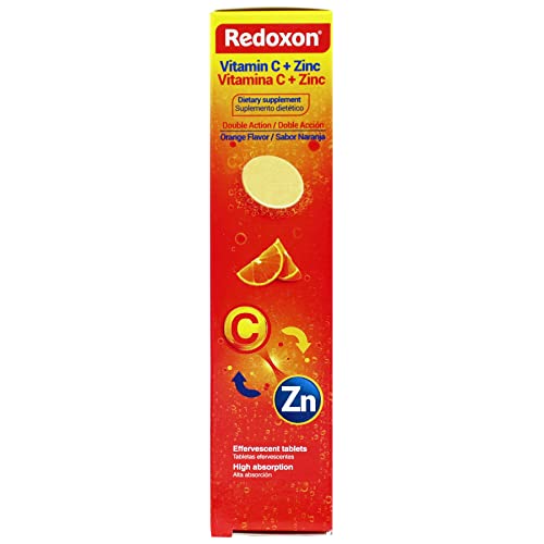 Redoxon Vitamin C + Zinc, Effervescent Tablets of Vitamin C and Zinc, Helps Support Your Immune System, Orange Flavor, 20 Effervescent Tablets, 2.82 Oz, Box