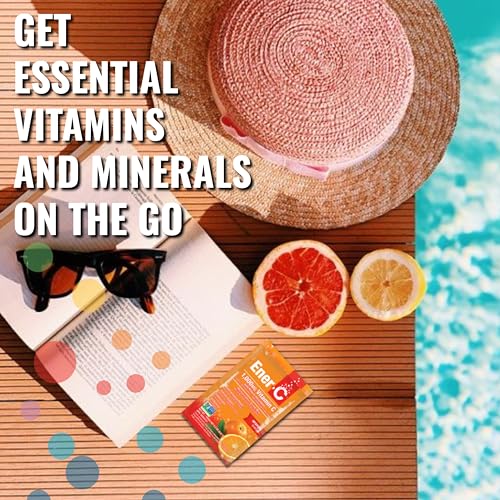 Ener-C Orange Multivitamin Drink Mix Powder Vitamin C 1000mg & Electrolytes with Real Fruit Juice Natural Energy & Immune Support for Women & Men - Non-GMO Vegan & Gluten Free - 30 Count