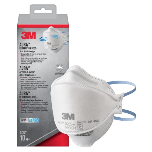 3M Aura 9205+ N95 Respirator, Lightweight, Three Panel Design