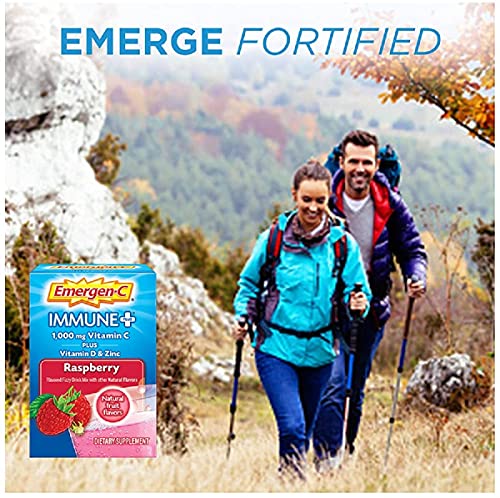 Emergen C Immune Plus Raspberry Fizzy Drink Mix, 0.3 Ounce - 30 per case.