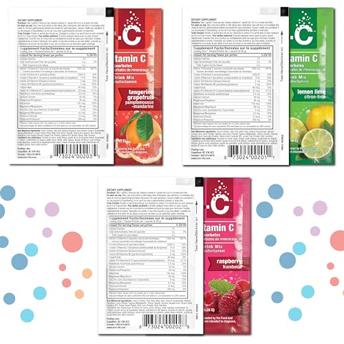 Ener-C Variety Pack Multivitamin Drink Mix Powder Vitamin C 1000mg & Electrolytes with Real Fruit Juice Natural Energy & Immune Support for Women & Men - Non-GMO Vegan & Gluten Free - 60 Count