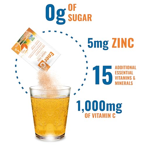 Ener-C Sugar Free Energy Orange Multivitamin Drink Mix Vitamin C 1000mg & Electrolytes - Natural Immunity Support with Real Fruit Juice Powders Non-GMO Vegan & Gluten Free - 30 Count