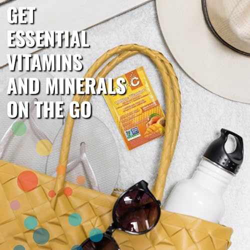 Ener-C Peach Mango Multivitamin Drink Mix Powder Vitamin C 1000mg & Electrolytes with Real Fruit Juice Natural Energy & Immune Support for Women & Men - Non-GMO Vegan & Gluten Free - 30 Count