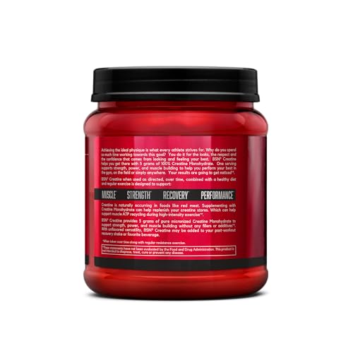 BSN Micronized Creatine Monohydrate Powder, Unflavored, 2 Months Supply-60 Servings, 10.9 ounce