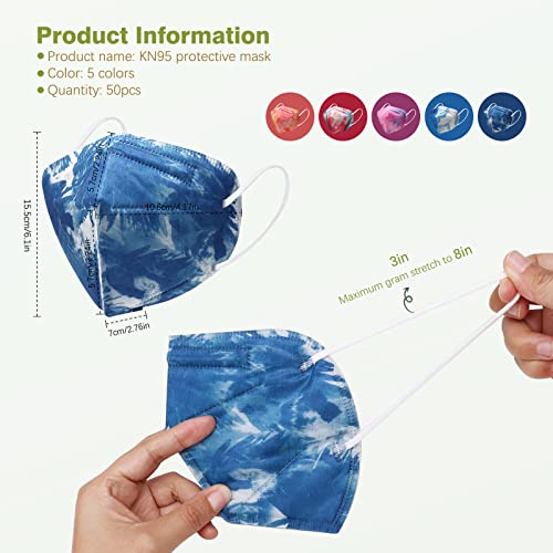 50 Pack KN95 Face Masks Multicolor Respirator
