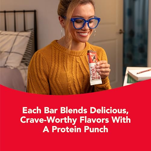 think! Protein Bars, High Protein Snacks, Gluten Free, Kosher Friendly, Chunky Peanut Butter, Nutrition Bars, 2.1 Oz per Bar, 10 Count (Packaging May Vary)