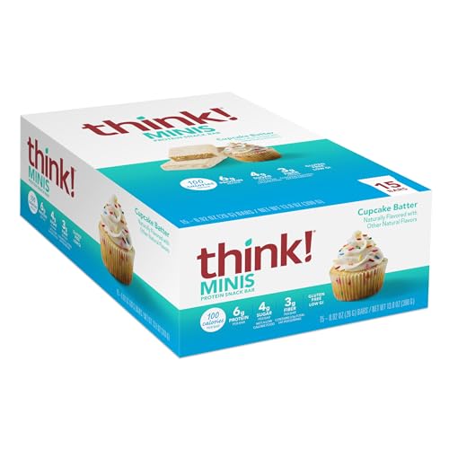 think! MINIS Protein Snack Bars, Gluten Free, Cupcake Batter, 15 Count