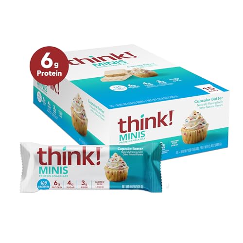 think! MINIS Protein Snack Bars, Gluten Free, Cupcake Batter, 15 Count