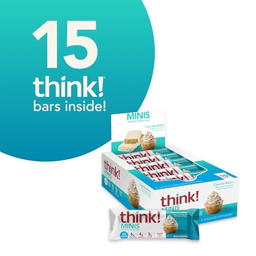 think! MINIS Protein Snack Bars, Gluten Free, Cupcake Batter, 15 Count