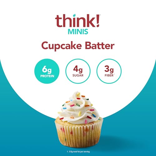 think! MINIS Protein Snack Bars, Gluten Free, Cupcake Batter, 15 Count
