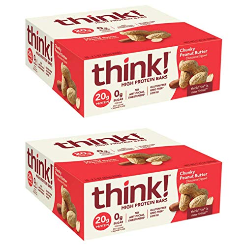 thinkThin High Protein Bars, Chunky Peanut Butter, 2.1 Ounce (20 Count)