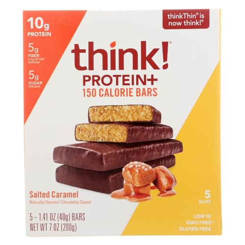 Think ! Protein+ 150 Calorie Bars, Salted Caramel, 5 Bars, 1.41 oz (40 g) Each