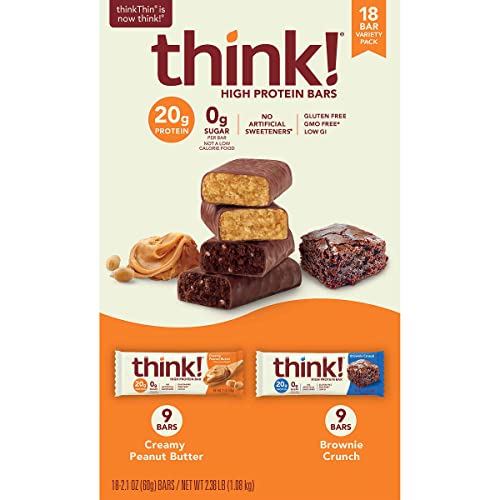 Think Thin High Protein Bar Variety Pack 18 Ct (Pack of 2 Boxes=36 Bars)