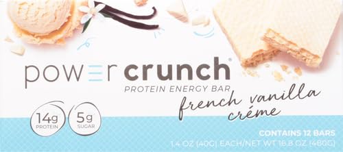 Power Crunch Protein Wafer Bars, High Protein Snacks with Delicious Taste, French Vanilla Creme, 1.4 Ounce (12 Count)
