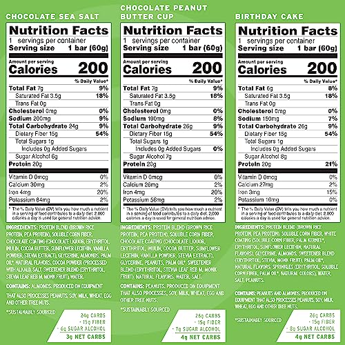 No Cow High Protein Bars, Dipped Variety Pack - Healthy Snack, 20g Vegan Protein, High Fiber, Low Sugar, Keto Friendly, Dairy & Gluten Free (12 Count)