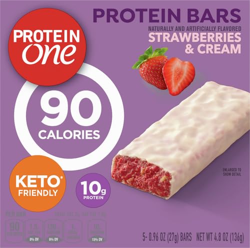 Protein One 90 Calorie Keto Protein Bars, Strawberries and Cream, 5 ct
