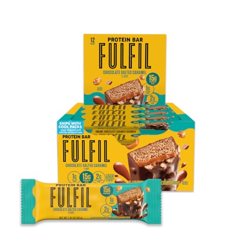 FULFIL Protein Snack Bars, NEW Recipe Chocolate Salted Caramel, 15g Protein, Pantry Staples, 12 Count, Packaging May Vary